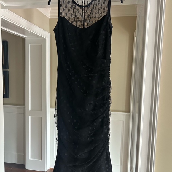 Shoshanna Dresses & Skirts - Shoshanna Black Sheer Polka Dot Midi Dress